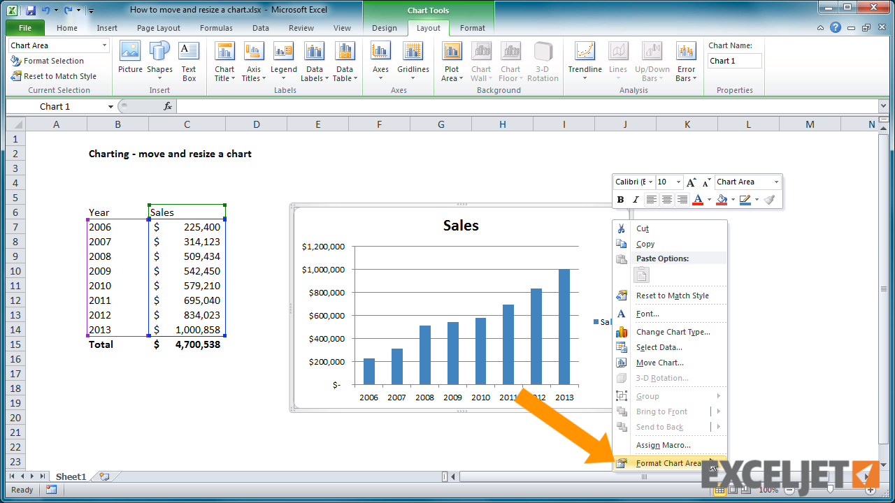 Excel Tutorial How To Move And Resize A Chart In Excel Hot Sex Picture